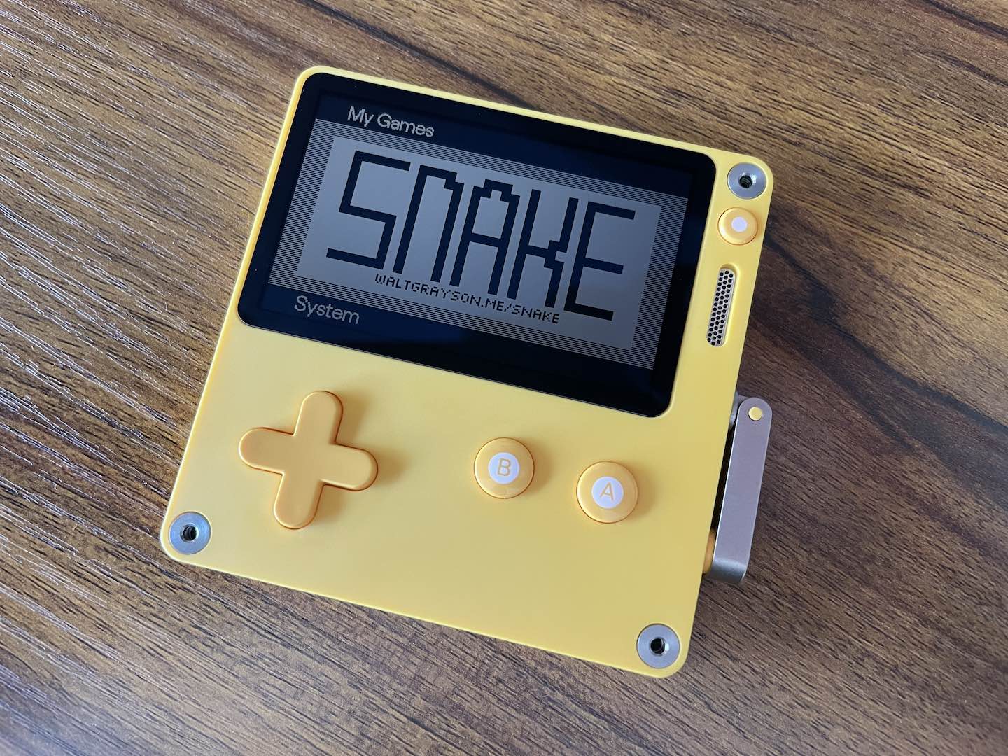 Playdate with snake game installed